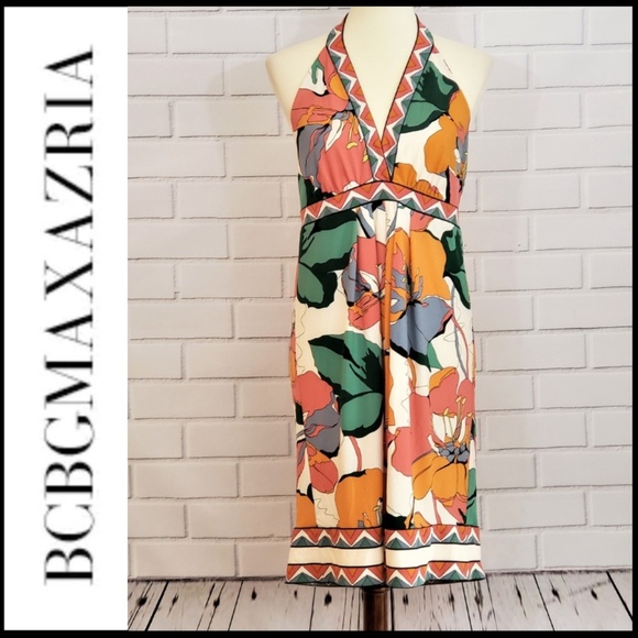 BCBGMAXAZRIA Floral Halter Dress Large - Picture 5 of 5
